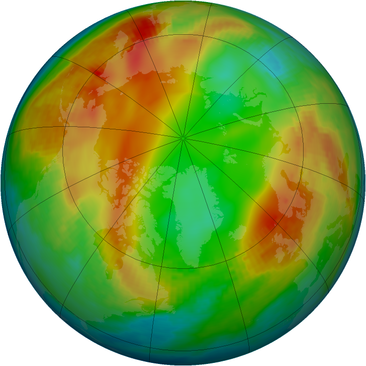 Arctic ozone map for 11 January 1986